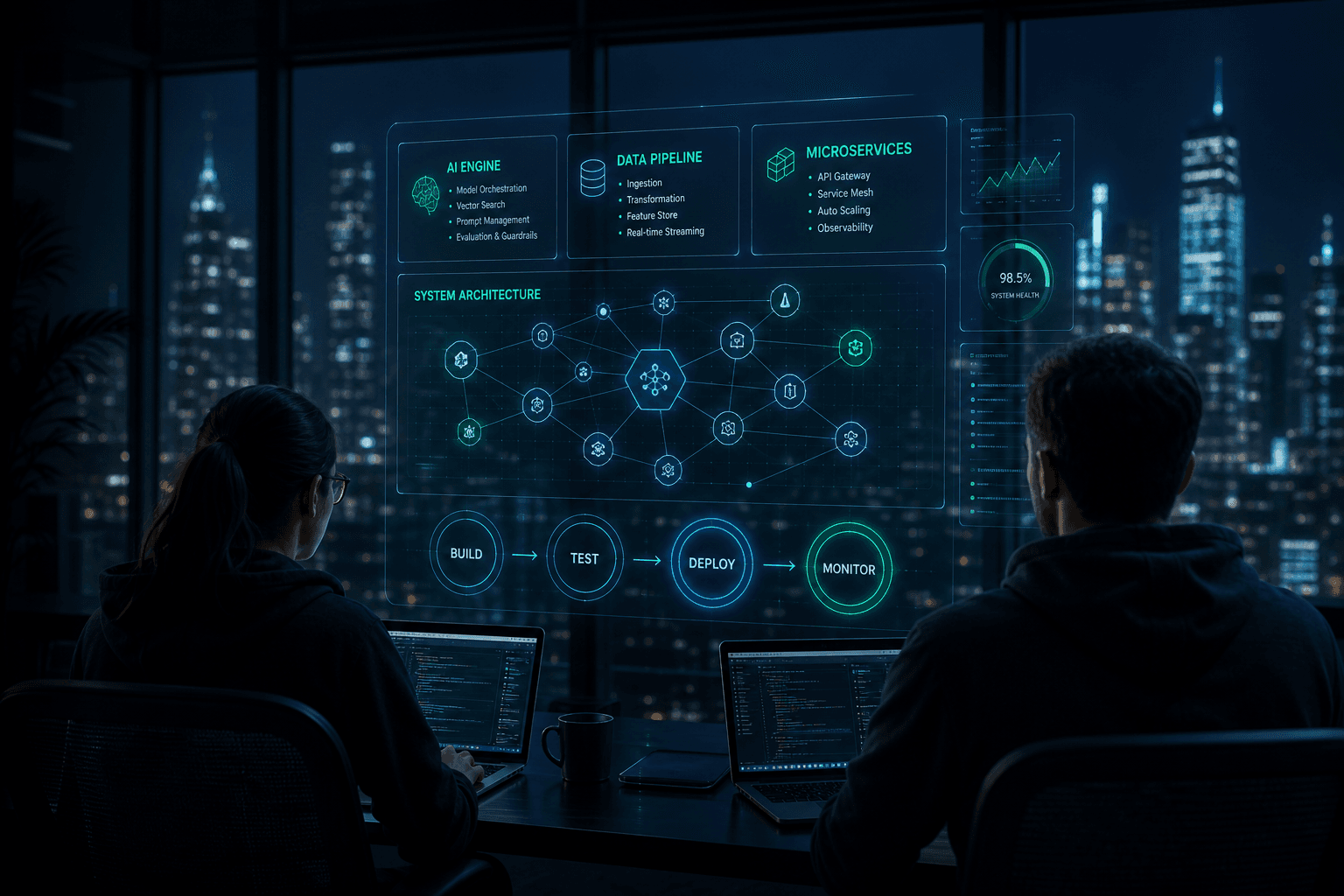 AI-native architecture — engines, pipelines, and microservices.